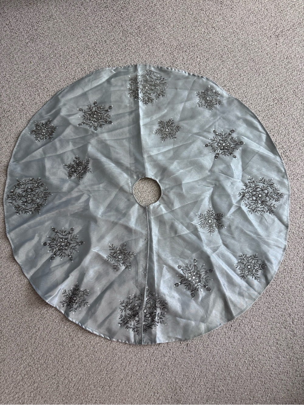Silver Beaded Christmas Tree Skirt